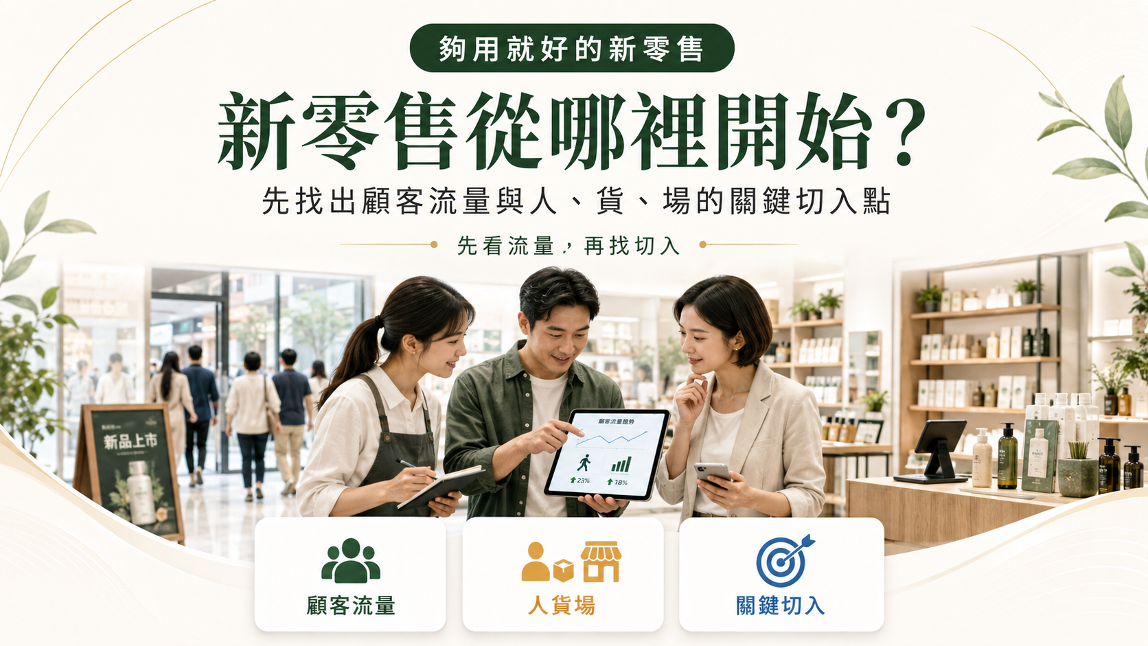 新零售就是運用數據與科技，讓這三個部分更有效率地串連。