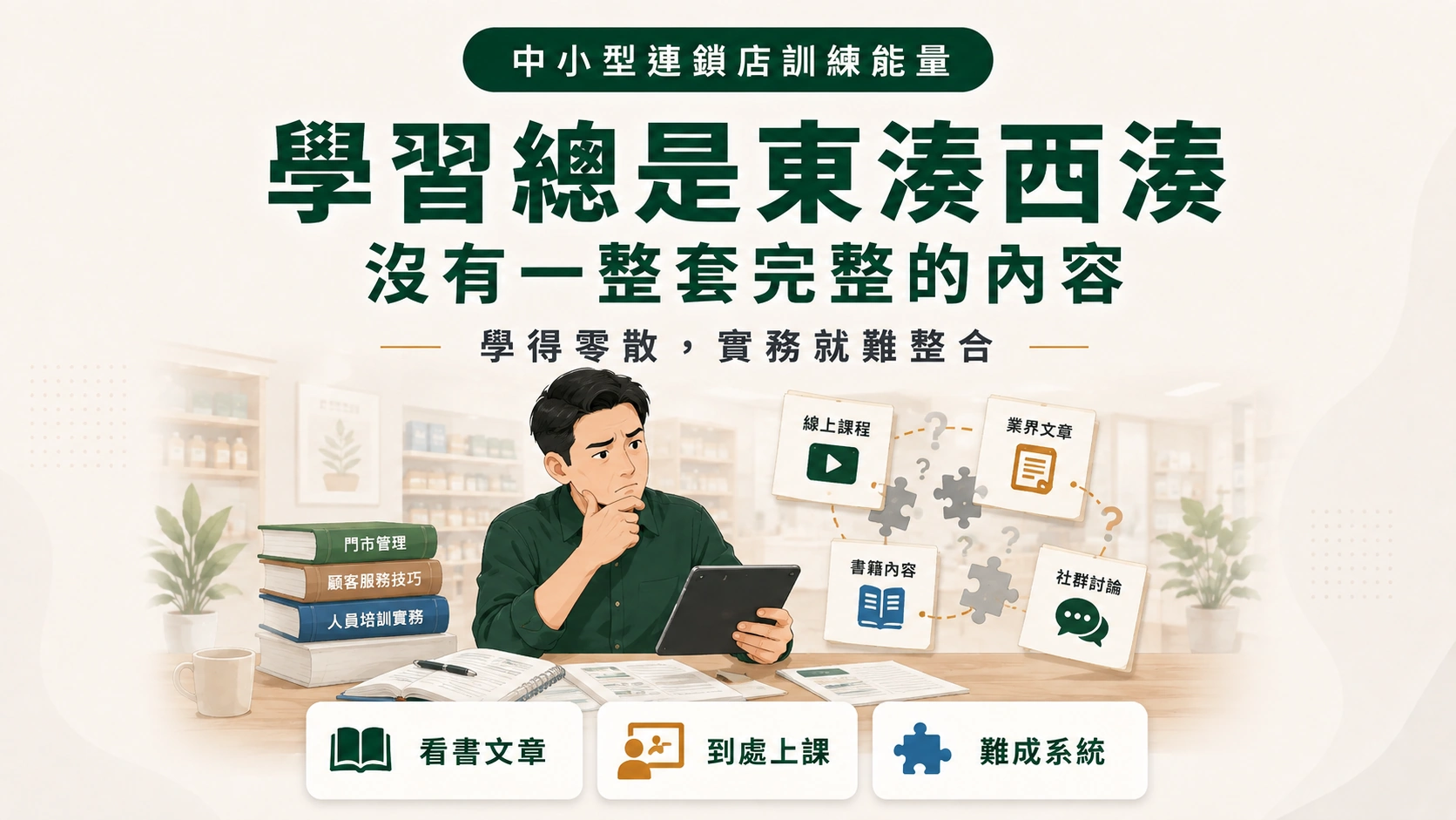 學習總是東湊西湊，沒有一整套完整的內容