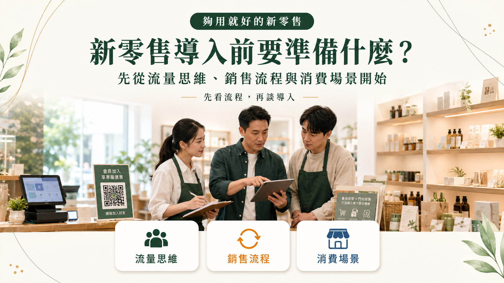 新零售導入前要準備什麼，先建立流量思維、盤點銷售流程，再從消費場景找出適合導入數位工具與數據經營的切入點。