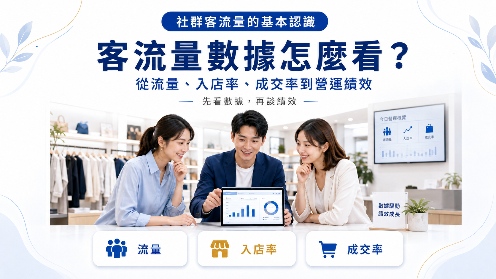 客流量數據怎麼看，從流量、入店率、成交率到營運績效，說明線上線下客流數據如何轉換成門市經營指標。