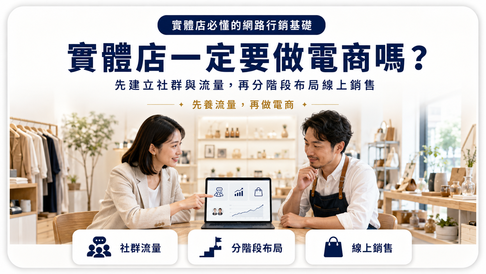 實體店一定要做電商嗎，先從社群與流量經營開始，再依照經營基礎與需求分階段布局線上銷售。