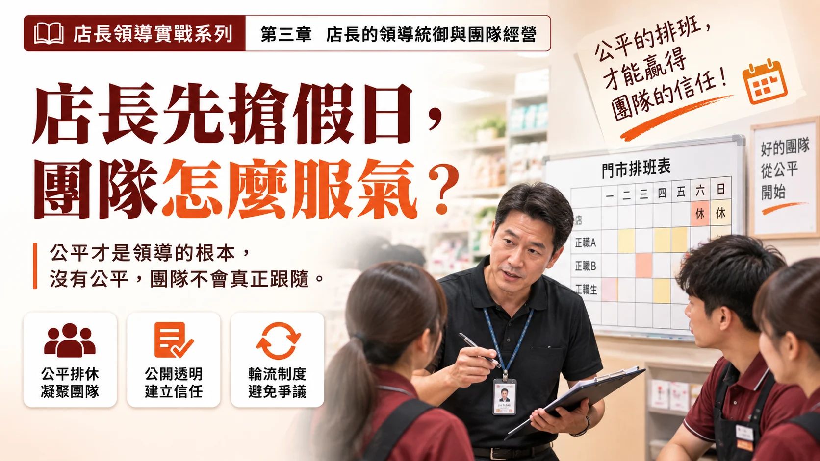 店長先搶假日，團隊怎麼服氣？公平才是領導的根本