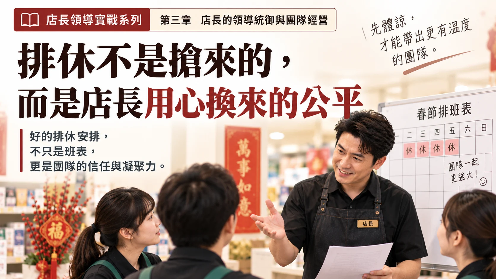 排休不是搶來的，而是店長用心換來的公平