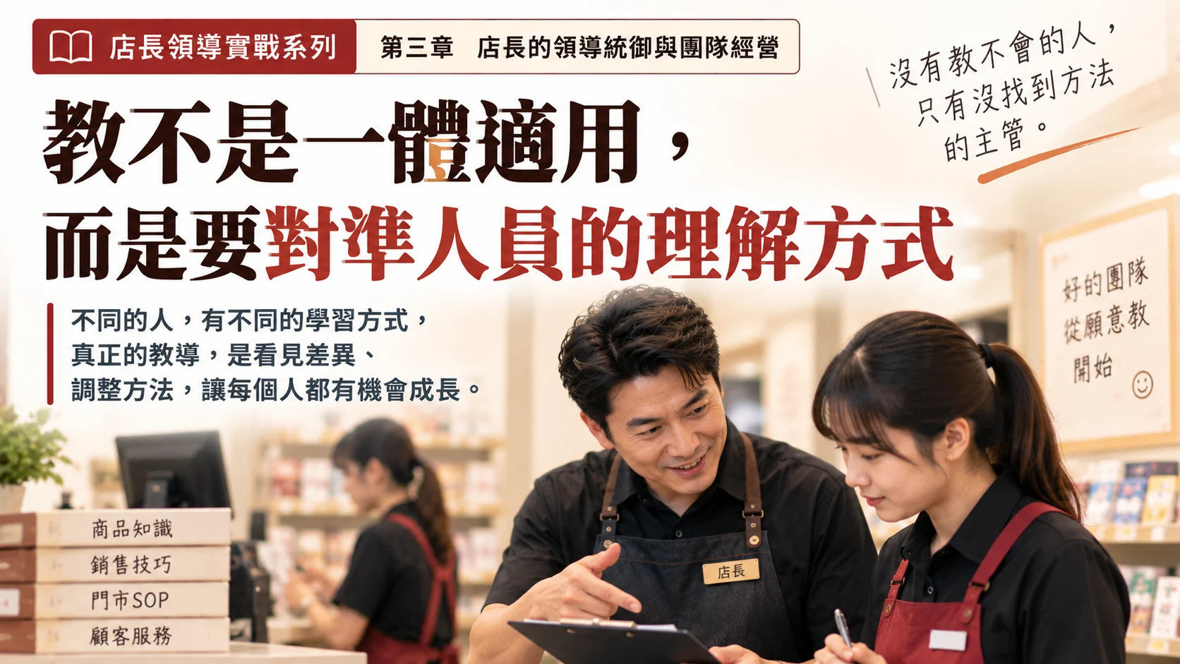 教不是一體適用，而是要對準人員的理解方式